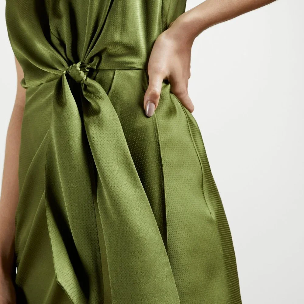 NWT Ted Baker Pohshan Knotted Waist Midi Wrap Dress.  SZ 0